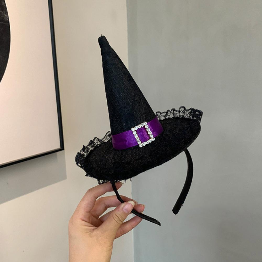 Lace Halloween Witch Hat Hair Hoop Cartoon Cone Hat Headband Halloween Party Hair Band  Photo Props