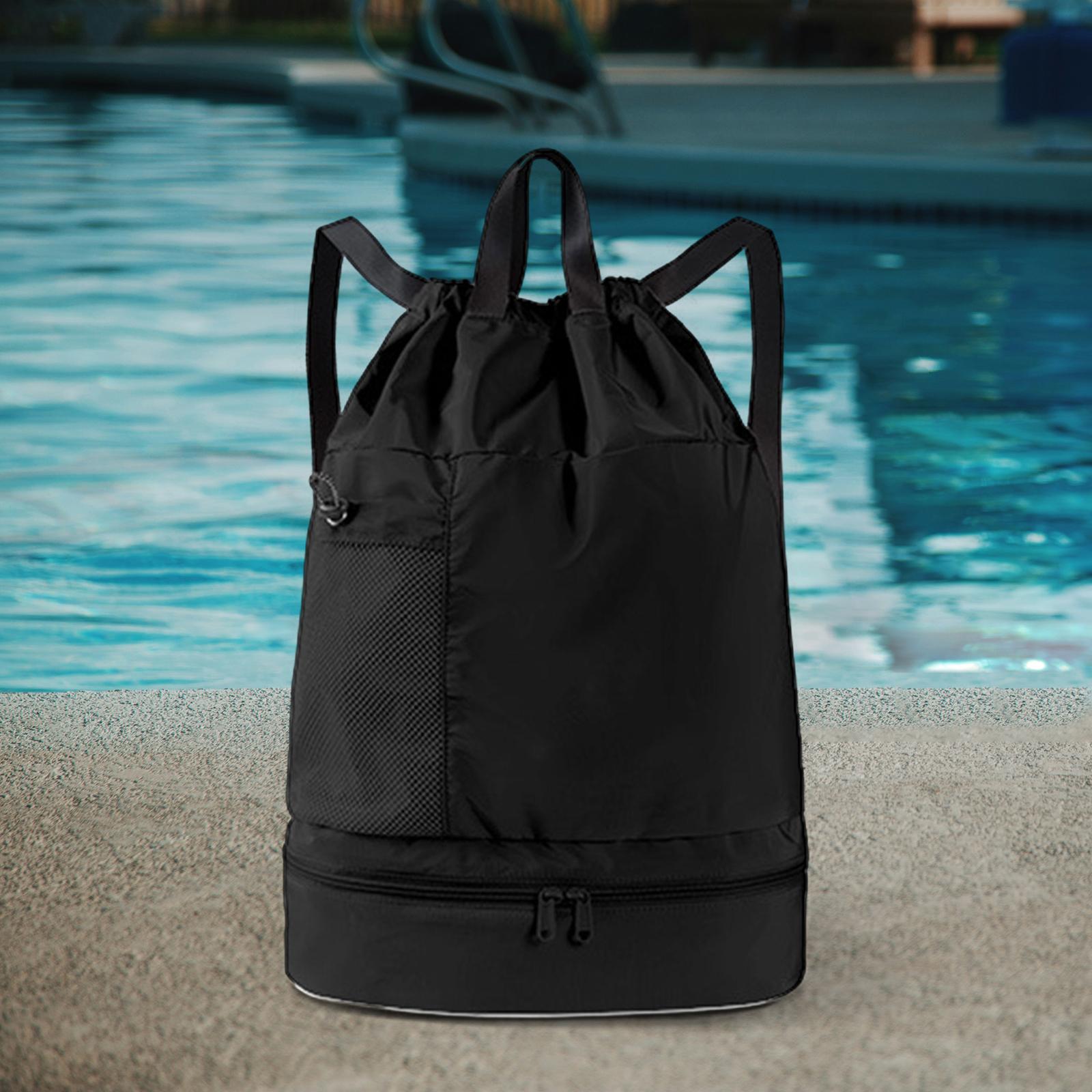 Mesh Swim Drawstring Backpacks Foldable Adjustable Shoulder Bag Sports Gym Bag for Soccer Pool Outdoor Basketball Volleyball чёрный