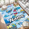 Custom Name Personalized Blue Smurfs Print Carpet, Versatile Home Decor Rug, for Playroom, Apartment, Balcony, Entryway, Hallway Gift
