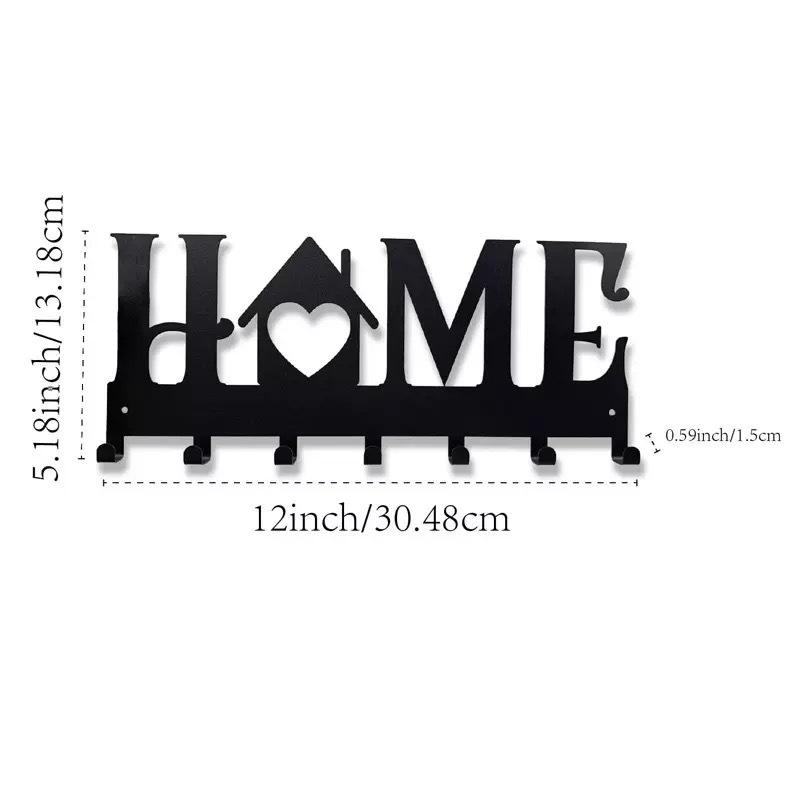 Metal Letter Key Storage Hook Rack - Decorative Wall-Mounted Silhouette for Bedroom