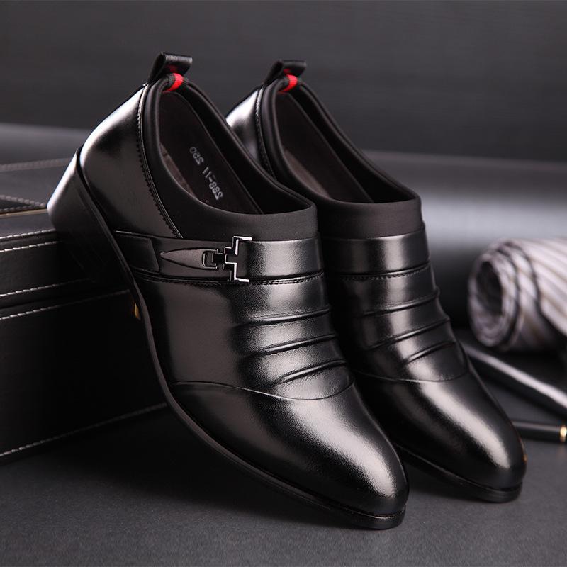 Men Casual Leather Shoes with High Tide Men Shoes Business Formal Casual Shoes British Pointed Toe Shoes