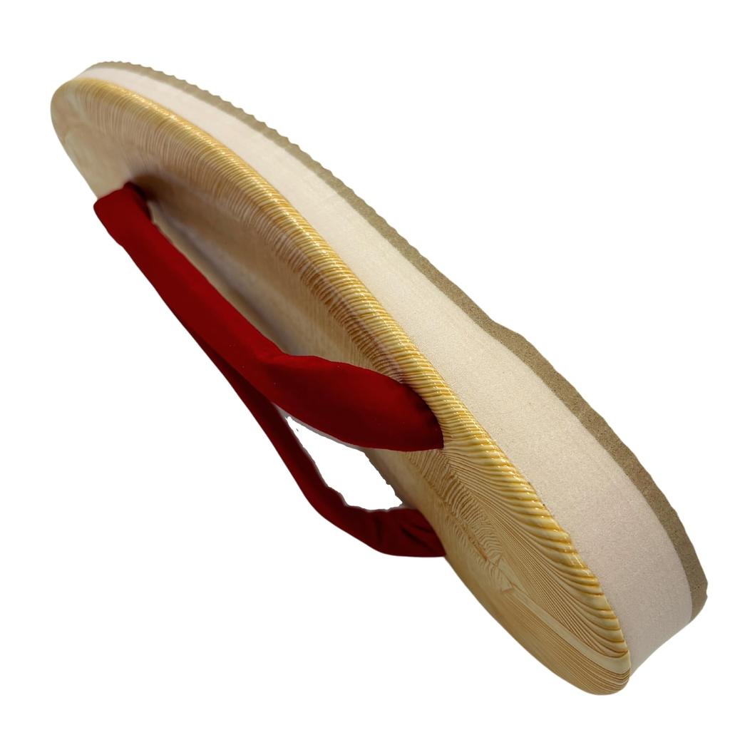 Edoten Geta Sandalen, Gelbes Tatami, Schwammsohle, Gepolstert und Bequem für Beine und Rücken, Hergestellt in Japan, Damen, Oval, Roter Riemen, Größe LL