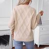 Fall Long Sleeve Crew Neck Sweaters for Women Solid Color Cable Knit Chunky Casual Oversized Pullover Sweater Tops Women's Woven Crewneck Pullover