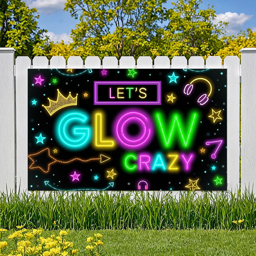 Neon Decoration Headphones Design Neon Party Banner Event Backdrop Party Prop Glow Party Banner For Night Event
