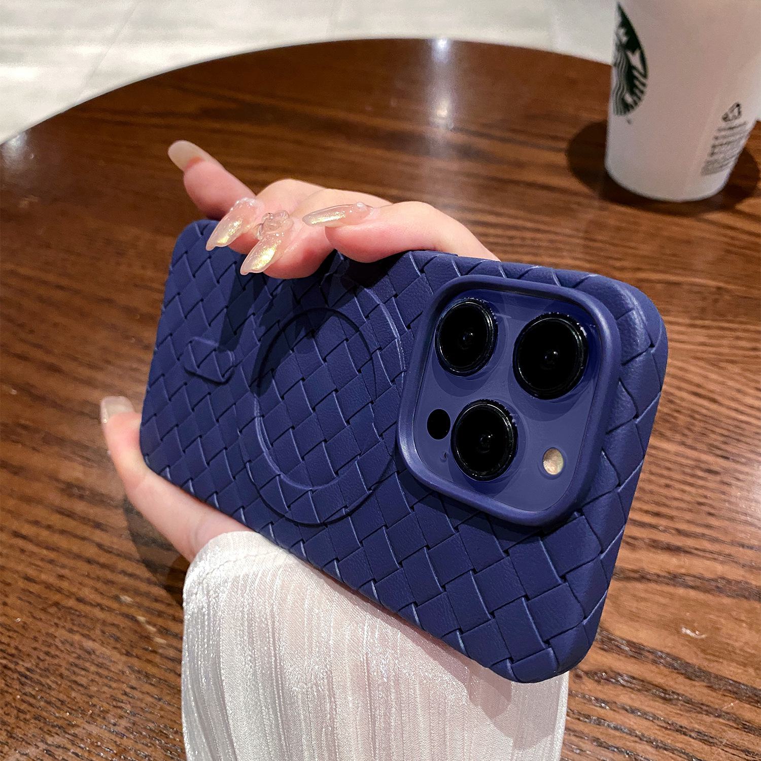 

Силиконовый магнитный чехол для iPhone 14 Pro Max с тканым узором и технологией рассеивания тепла 15