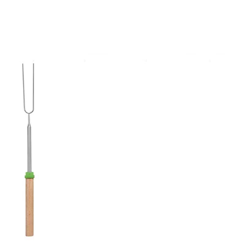 ZISIZ Stainless Steel Wood Handle Extendable BBQ Fork