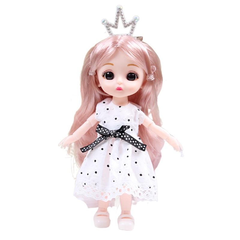 Cute 6.6in Bjd Princess Dolls With Movable Joints Mini Model Toy Kids Birthday Gift