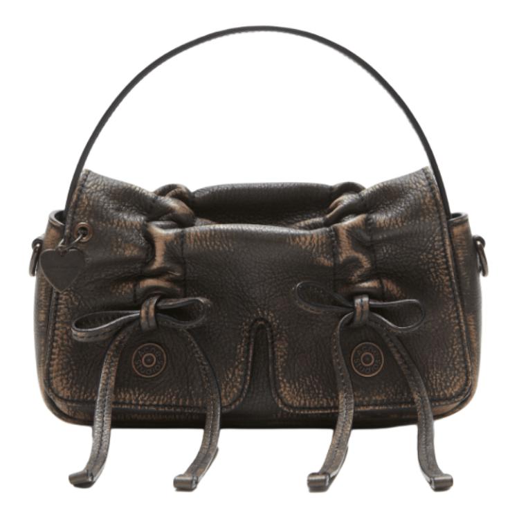 

Acne Studios Front Decorative Design Magnetic Closure Flap Mini Shoulder Crossbody Handbag Women handbag Dark-Brown Beige A10386-AIP Basic Set (Bag+Dust Bag)
