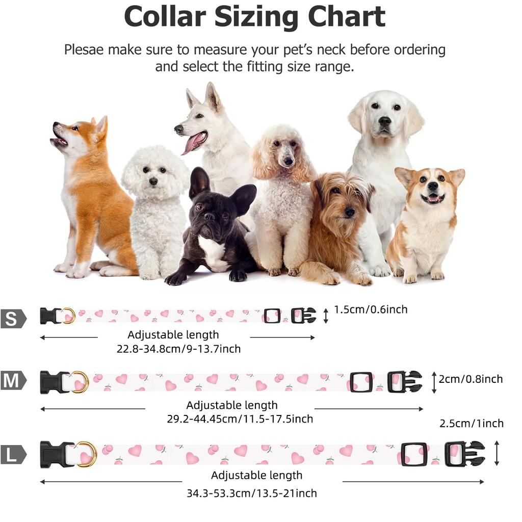 Solid Cotton Dog Collar Cute Heart And Strawberry Pendant Design Small Medium Large Dogs Collar Handmade Pendant Pet Cat Puppies