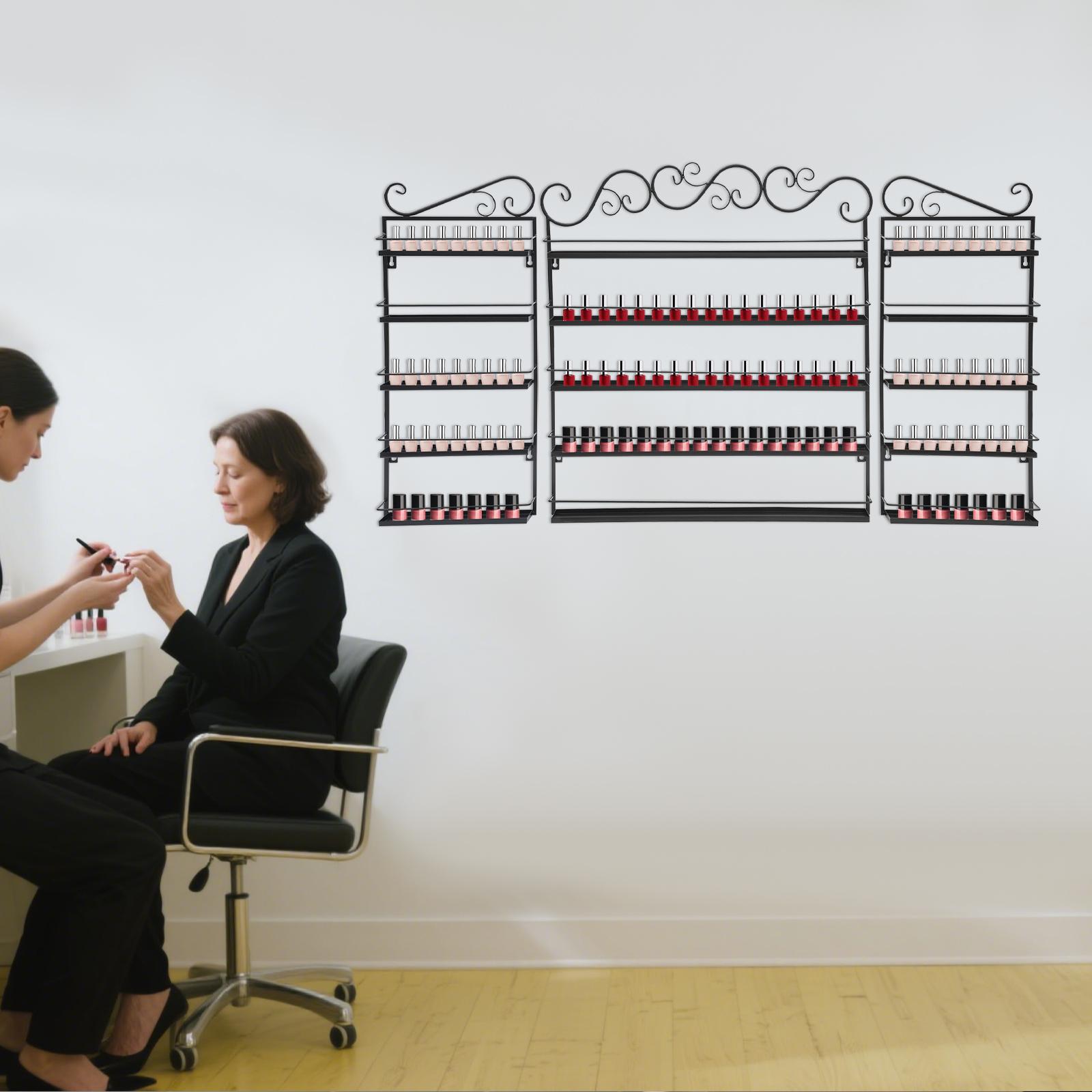 Wall Mounted Nail Polish Organizer,5-Tier Display Shelf,3-Piece Nail Polish Storage Rack Set, Vertical Wall Hanging Organizer чёрный