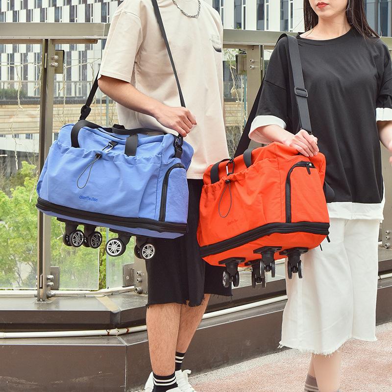 Universal wheel expandable short-distance travel bag business trip large capacity multi-functional dry and wet separation labor bag luggage female