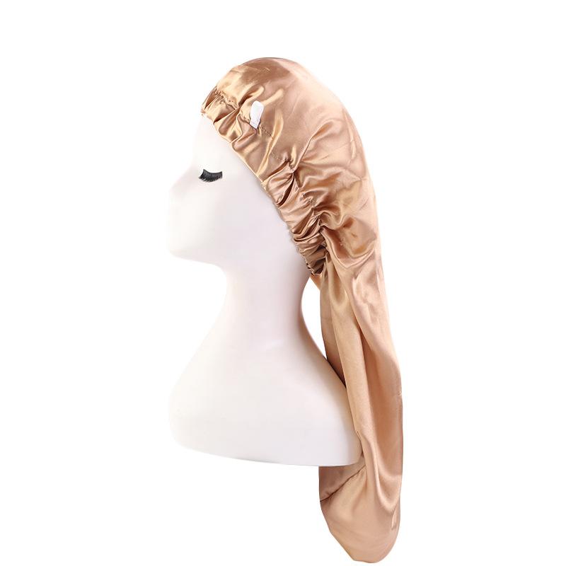 Satin Nightcap, Elastic Buckle Long Tube Hair Care Cap, Dual-Purpose Long Hair Cap, Shower Cap, Headscarf Hat