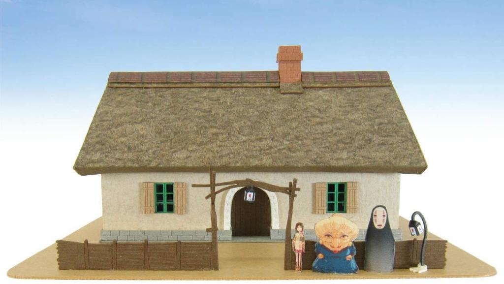 STUDIO GHIBLI Giant Bean Bag Chairs Sankei Miniatuart Kit Studio Ghibli Series Spirited Away House and Umibara Electric Railway Scale Paper Craft