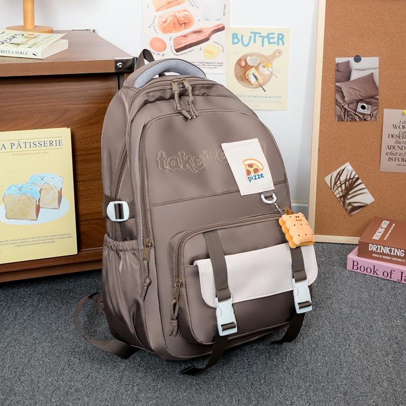 

Школьный рюкзак, простой, легкий и вместительный рюкзак для учеников средней школы, новый высококачественный, свежий и милый рюкзак. хаки