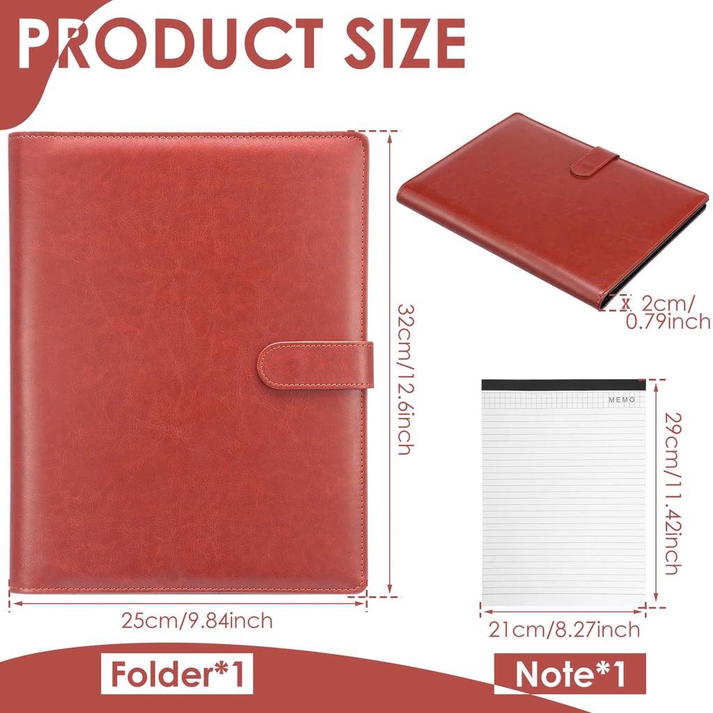 Professional Leather Portfolio Folder Binder Legal Pad Holder A4 Notepad Resume Writing Pad Conference Document File Organizer