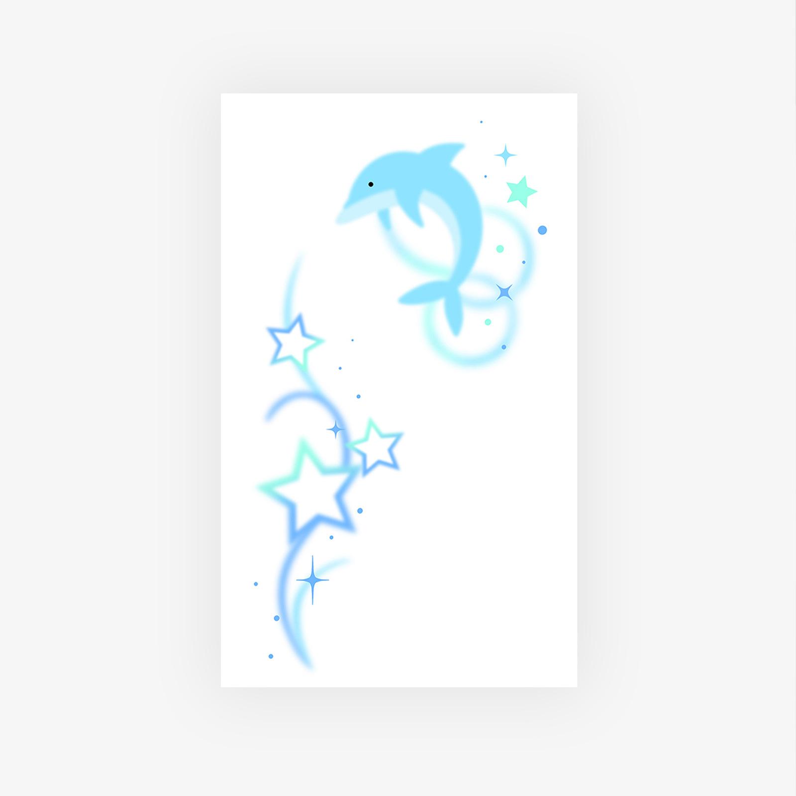 

High Value Personality Small Fresh Dream Creative Stars Blue Dolphin Tattoo Sticker 9*15