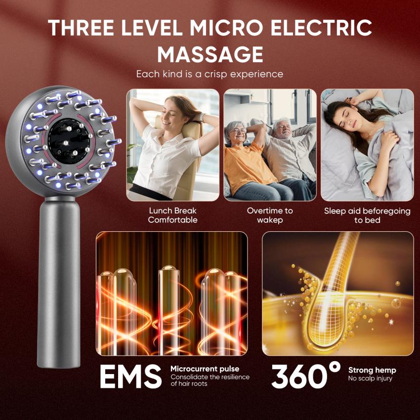 Intelligent Massage Comb Red Light Head Care Fluffy Comb Healthy Hair Comb Essence Medicine Introducer Hair Growth Instrument