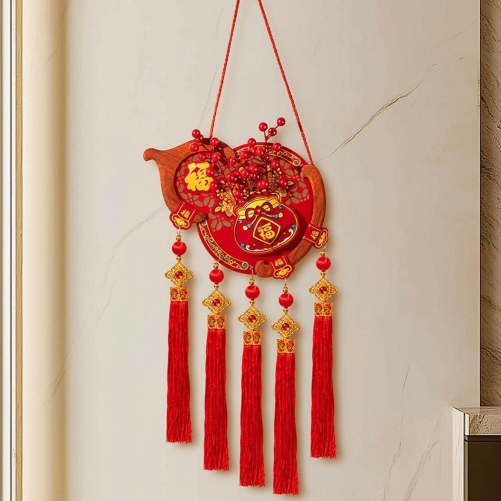 Chinese New Year Fu Character Pendant Delicated Gourd Shape Red Wall Ornament Hanging Entryway Decor Spring Festival Decor
