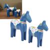 2pcs Hand Painted Swedish Wooden Horse Figurine Dalecarlian Horse Ornaments for Home Wedding Supplies
