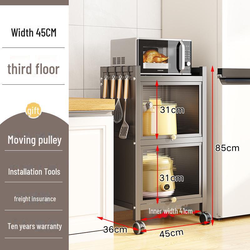 Kitchen Storage Cabinet with Microwave and Pot Rack