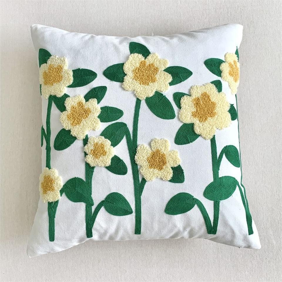 45X45Cm Cute Throw Embroided Pillow Cover Light Luxury Nordic Flower Sofa Cushion Waist Cover Home Decorative Pillowcase