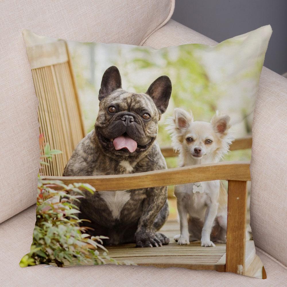 Cute Pet Mini French Bulldog Pillowcase Home Sofa Car Decoration Animal Dog Cushion Cover Printed