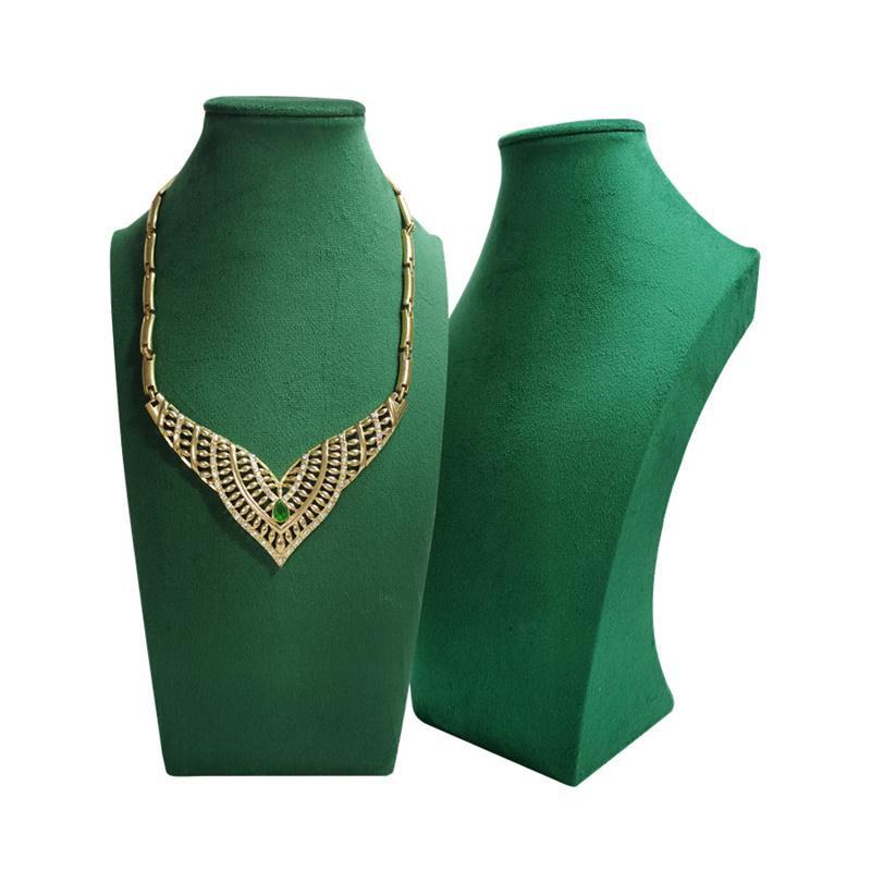 Wooden Thick Neck Jewelry Necklace Pendant Storage Display Stand White Leather Green Pink Purple Velvet Jewelry Display Props