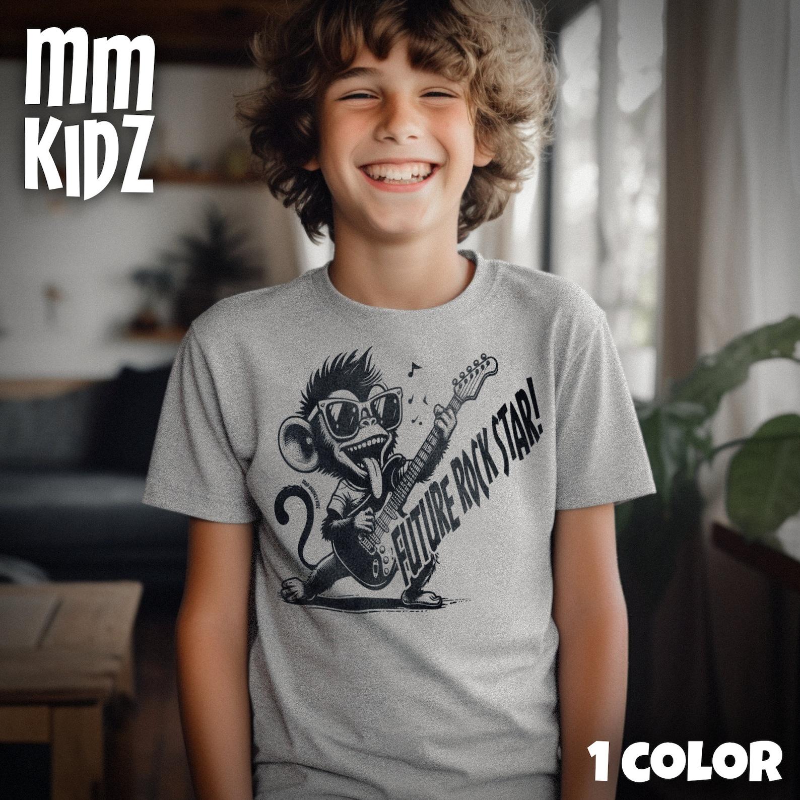 Future Rockstar Monkey T-Shirt | Kids Guitarist Graphic Tee | Musical Animal Shirt | Rock Star Shirt | Fun Gift For Young Music Fans 160