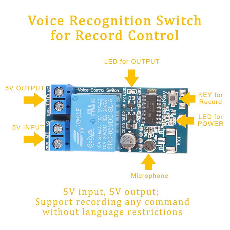 Voice Recognition Switch 5V For Offline Voice Control Support Record Any Language Command