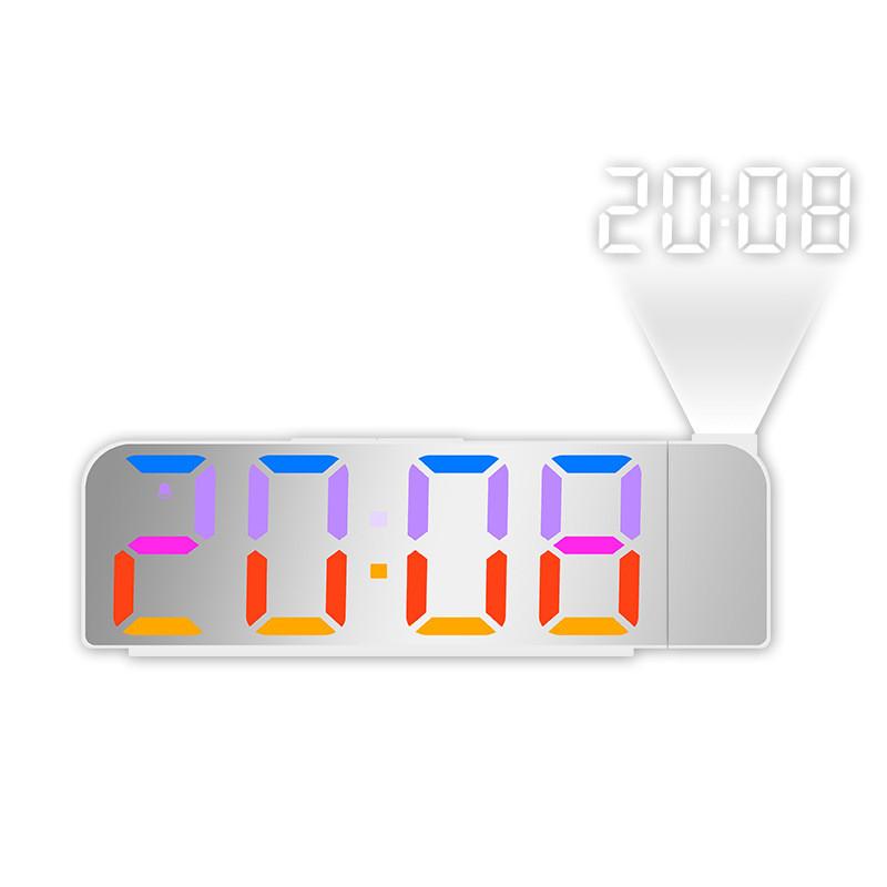 Digital Led Alarm Clock With Rgb Color Projection For Bedroom Decor