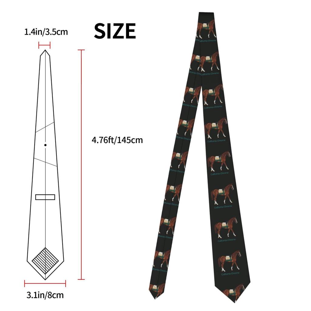 Chioee Men's Tie, California Chrome, Horse Pattern, Cute, Stylish, Popular, Easy To Tie, Washable, Cool Biz Style, Gentleman, Formal Wear, Wedding,