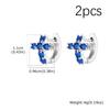 Vnox Fashion Cross Circle Earrings for Men Women, Silver Color Black/Blue/White Zircon Huggie Hoop Earrings, Goth Jewelry Gifts