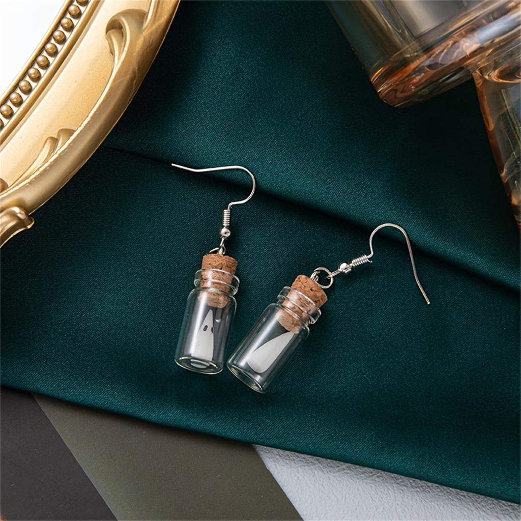 1 Pair Halloween Glowing Ghost In The Drift Bottle  Earrings Gothic Charm Cartoon Style Glows In The Dark