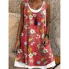 Women's  Flower Pattern Printed Sleeveless Round Neck Dress Loose Soft and Comfortable Plus Size Dress