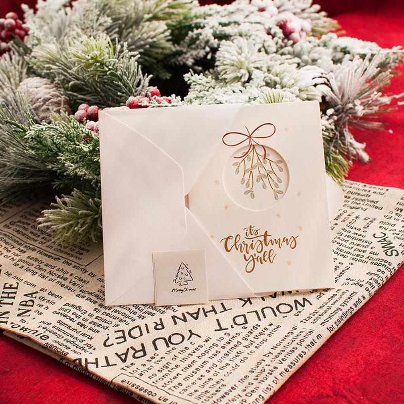 

1/6pcs Christmas Greeting Card with Envelopes Merry Christmas Blessing Greeting Cards New Year Postcard Card Xmas Party Kid Gift