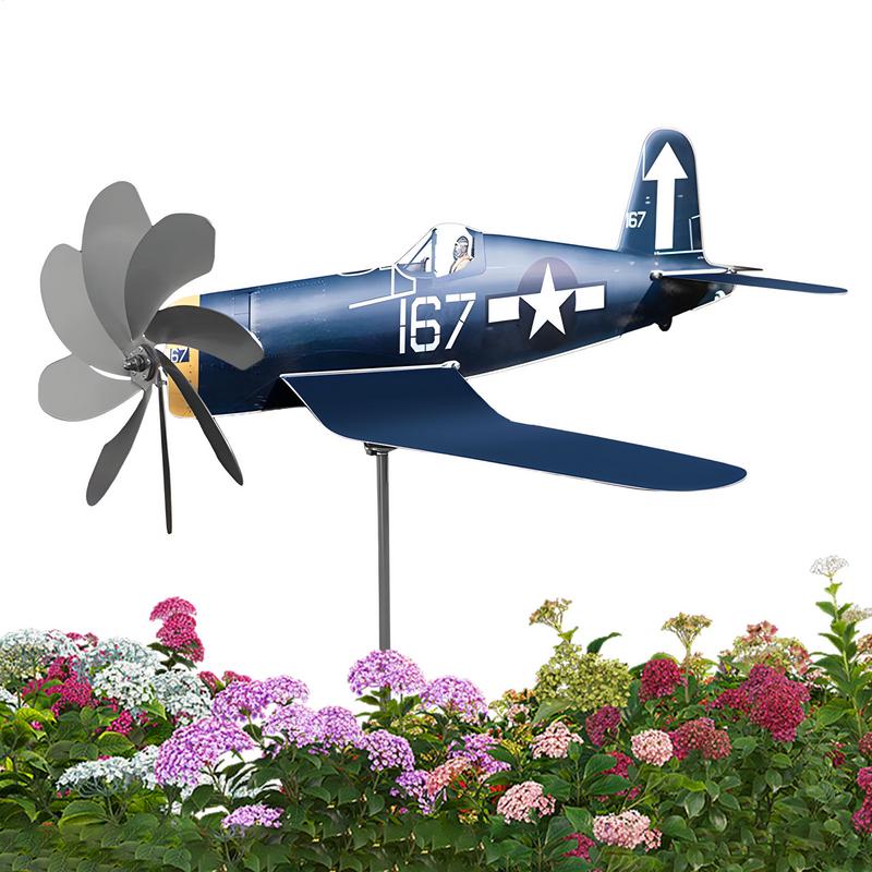 Airplane Wind Spinner Wind Spinners Wind Sculpture Windmill Aircraft Stainless Steel Wind Catchers Weatherproof Wind Powered bianco