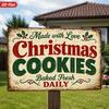 2D Flat, 1pc Holiday Bakery Metal Sign Wall Art, Home Decor, Christmas Cookies, Baked Fresh Text, Holly Berries, Rustic Vintage, Festive Red Green, Fo
