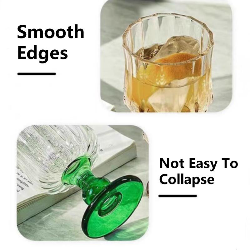 Irregular Wine Glass Vintage Low Leg Drink Coffee Cup Green Cocktail Fruit Glass for Home Ins Drink Mug Red Wine Ripple Cup