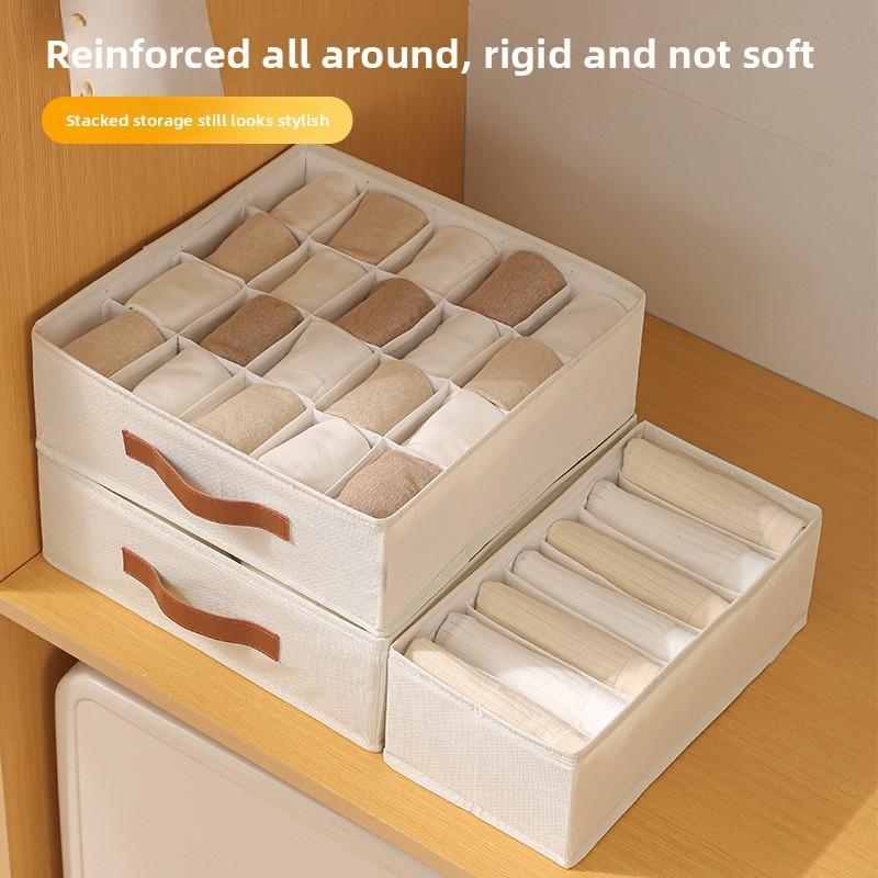 Fabric Foldable Storage Box With Dividers For Wardrobe Organization And Clothing Storage