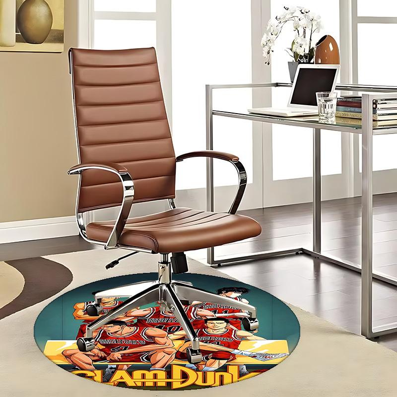 1pc Slam Dunk Anime Design Round Carpet - Office Chair Mat, Non-Slip Rug for Home Decor, Living Room, Bedroom, Game Room 80cm