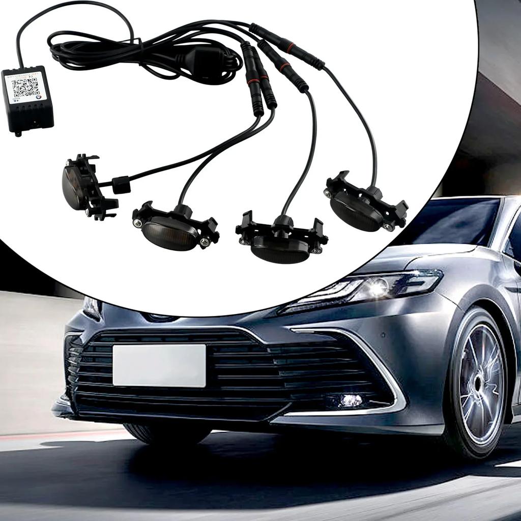 4PCS RGB Color LED Grille Light Kit Fits For Tacoma For TRD Pro 2016-2024 Raptor Style Car Automobiles Lamps Accessories