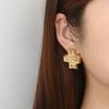 Fashion Versatile Retro Personality Cross Earrings High Sense Women's 18K Gold Stainless Steel Earrings
