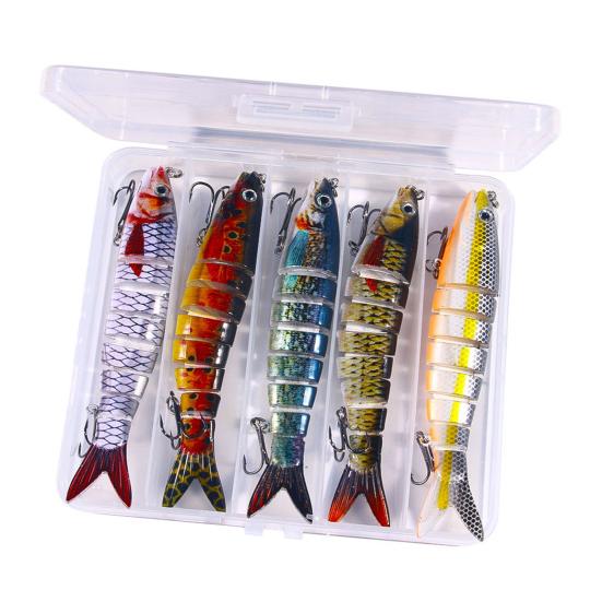 13.4cm 18g Multi-knot Fish Bait Realistic Design 3D Eyes Holographic Body Lure Bait Set with Built-in Ball Swinging Fish Lure