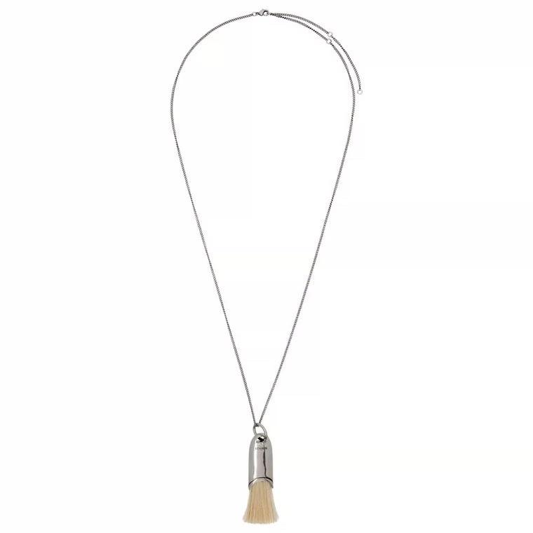 Korean Cha Jingyuan Style Tassel Necklace with Brush Pendant – Elegant, Niche Design, Long Chain for Sweaters