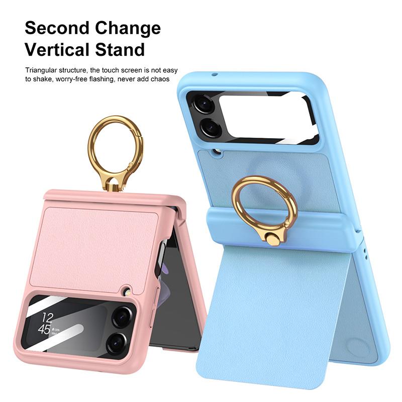 Ultra -Thin Skin Feel Cover For Samsung Galaxy Z Flip 4 5g Magnetic Suction Bracket Hinge Full Package Shell Film Integrade Funda