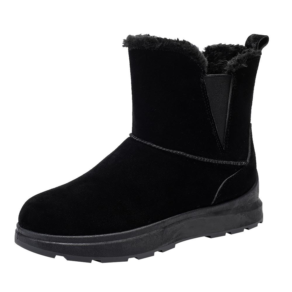 Mode 2024 Winter Dicke Plüsch Schneestiefel für Damen Faux-Wildleder Schlupf Chelsea Stiefeletten Damen Plateau Rutschfeste Baumwollgefütterte Schuhe