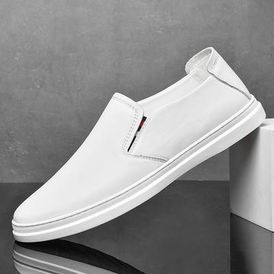 Italy Men Casual Shoes Summer Genuine Leather Loafers Office Shoes For Men Driving Moccasins Comfortable Slip On White Footwear