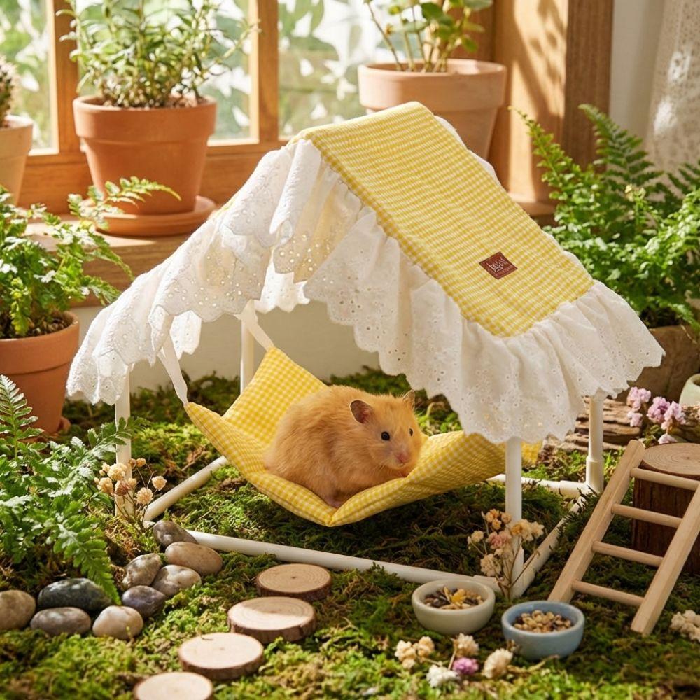Ventilated Hamster Triangle Tent Sunshade Hanging Sleeping Bed Cozy Pet Shelter  Small Animals