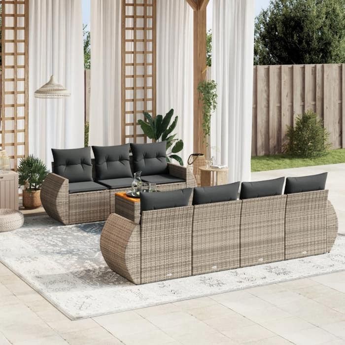 VidaXL Garden Lounge Set with Cushions 8 Pcs, Patio Sofas, Patio Furniture Set, Outdoor Furniture, Grey 3257243
