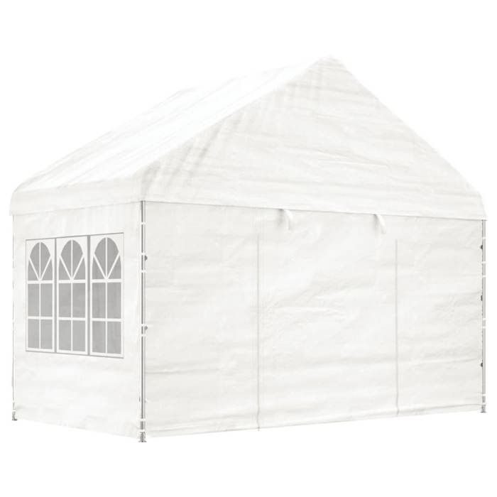 VidaXL Belvédère avec toit blanc 8,92x4,08x3,22 m polyéthylène, tente de fête, chapiteau, abri à auvent, pavillon, tente 3155488